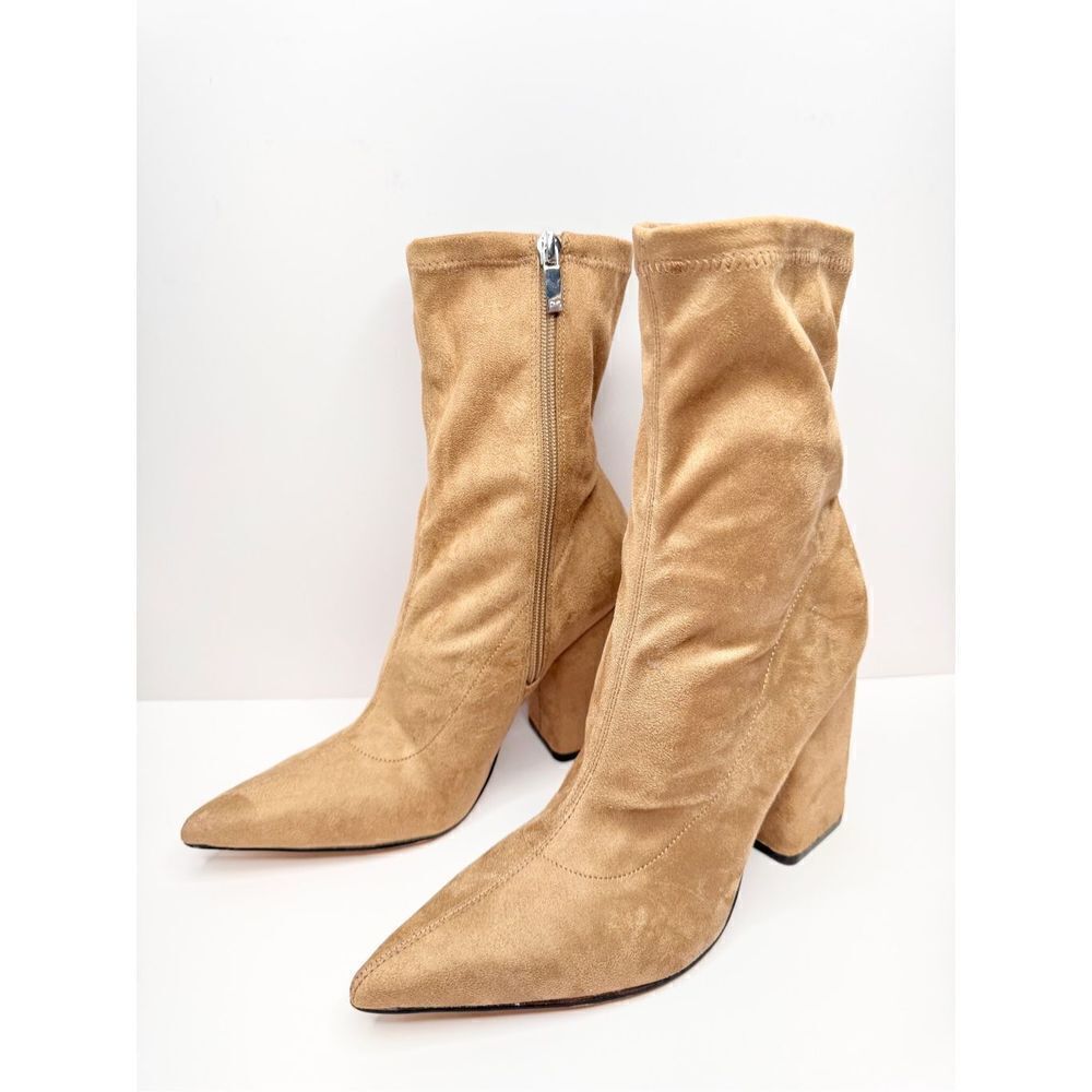 Marc Fisher LTD Boots Womens Size 8 Tan Larry Pointed Toe Block‎ Heel Ankle Boot